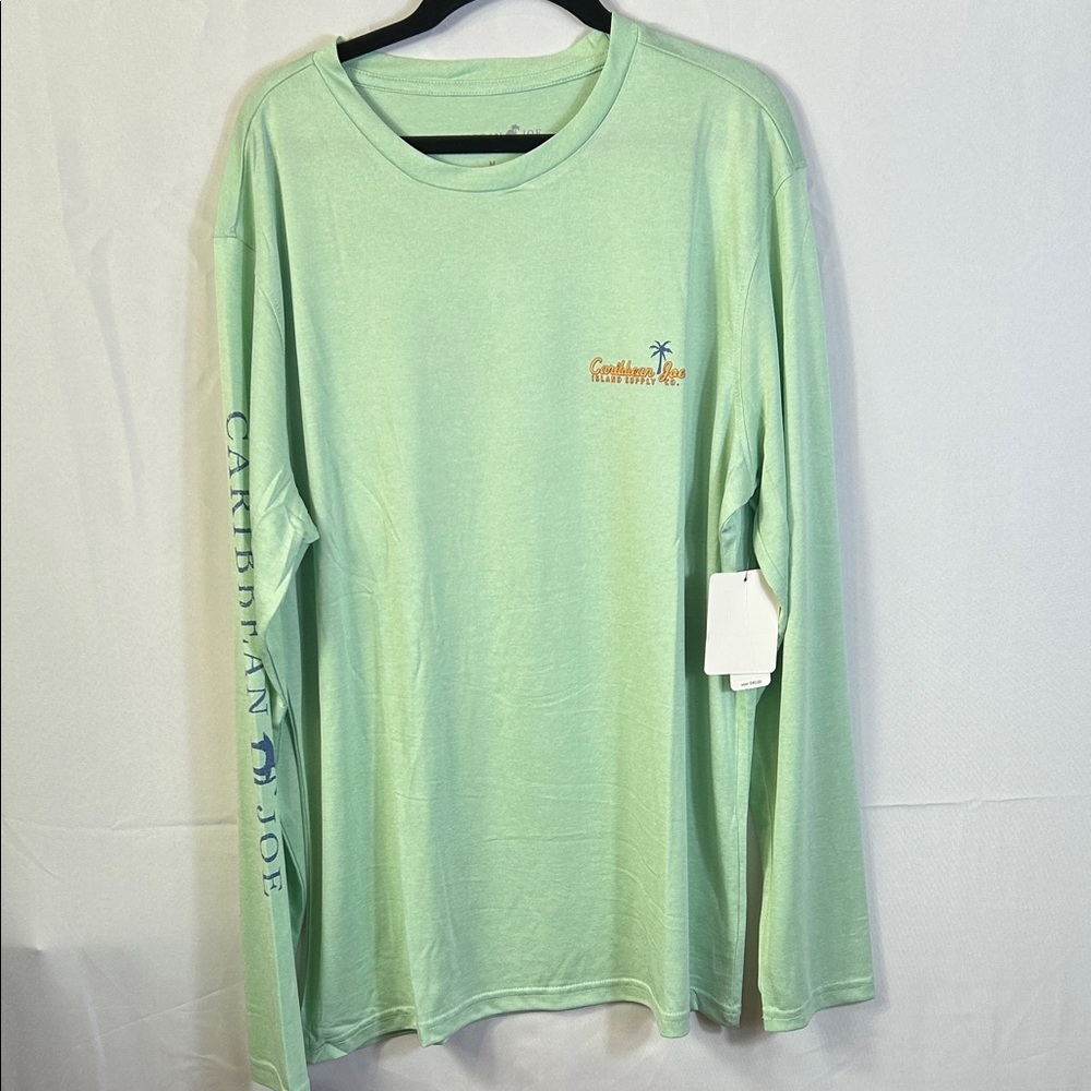 Caribbean Joe Light Green Long Sleeve Tee Size Medium UPF protection New